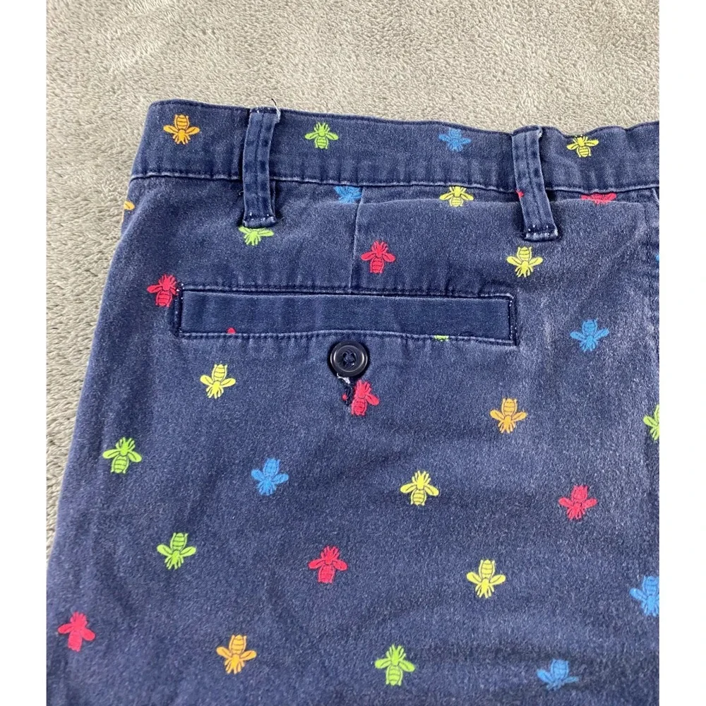 Raw Yarn Industries Mens Navy Blue Multi Color Embroidered Bee Shorts Size 34